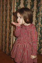 Dress Elin Smock – Brick Check – Organic Cotton – Konges Sløjd