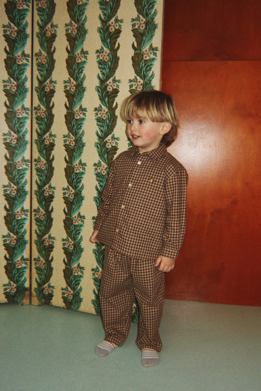 Pantalon en flanelle Foret – Carreaux Chocolat – Coton biologique – Konges Sløjd