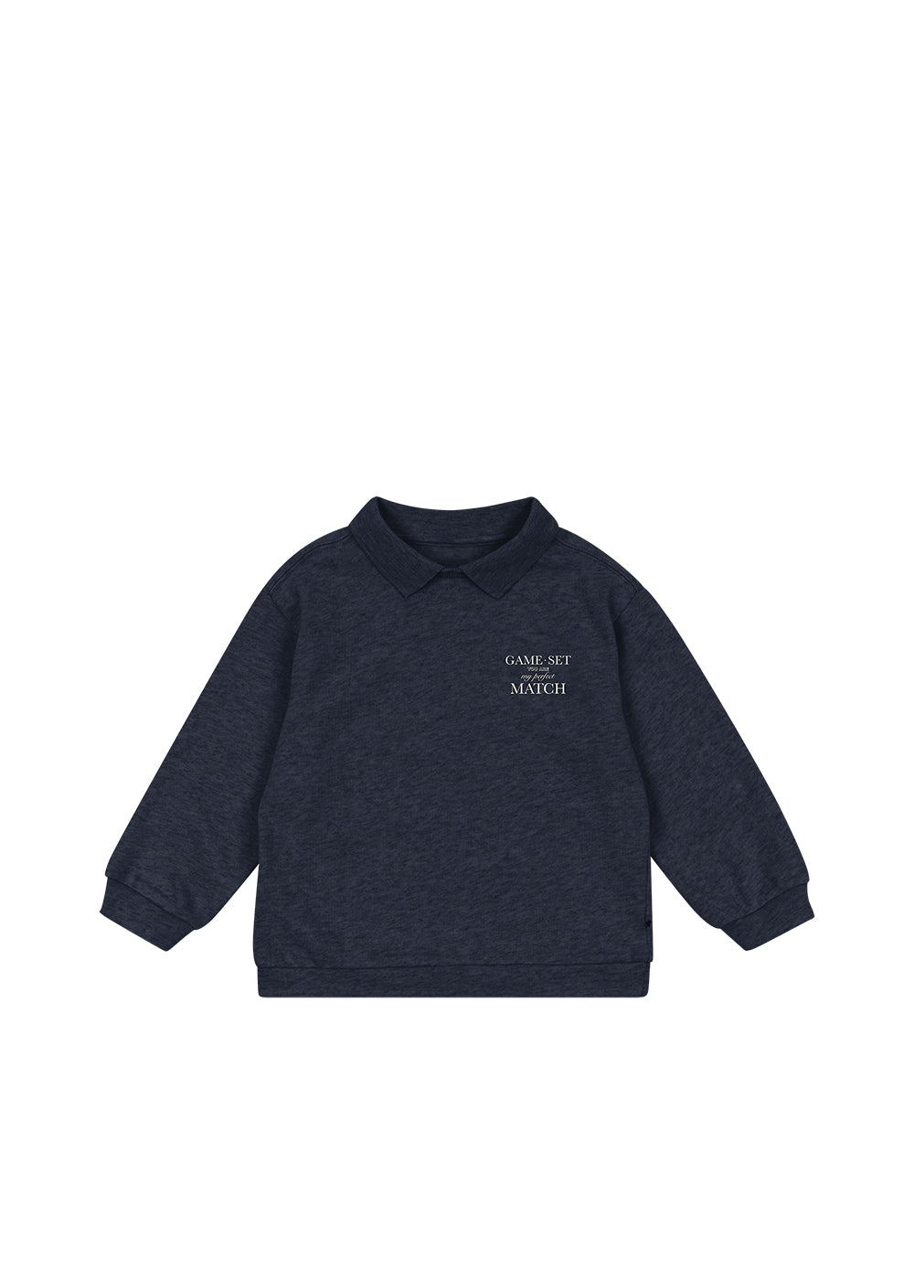 Polo sweatshirt Spotty LS – Navy Blazer – Konges Sløjd: back view of the dark blue polo sweatshirt.