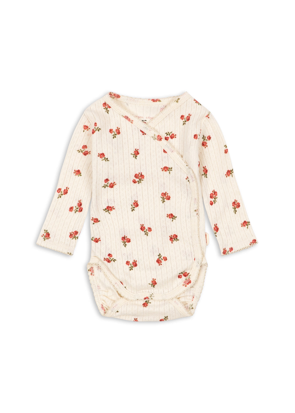 Minnie Newborn Body – Rosa Rouge – Overslagromper met bloemenprint – GOTS biologisch katoen – Konges Sløjd