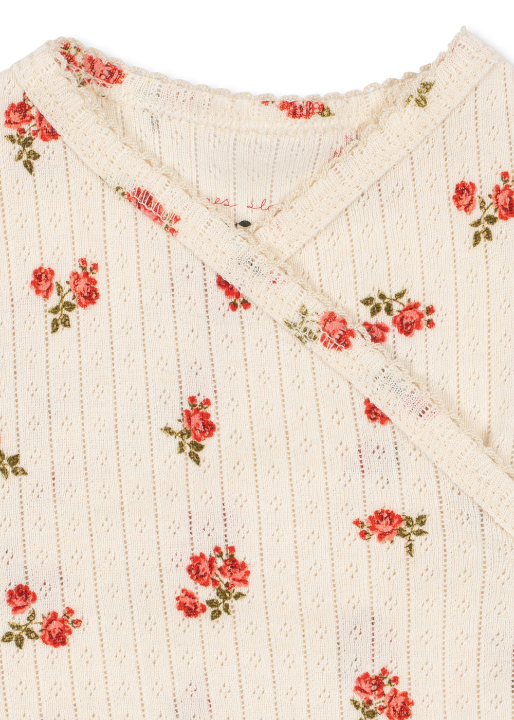 Minnie Newborn Body – Rosa Rouge – Overslagromper met bloemenprint – GOTS biologisch katoen – Konges Sløjd