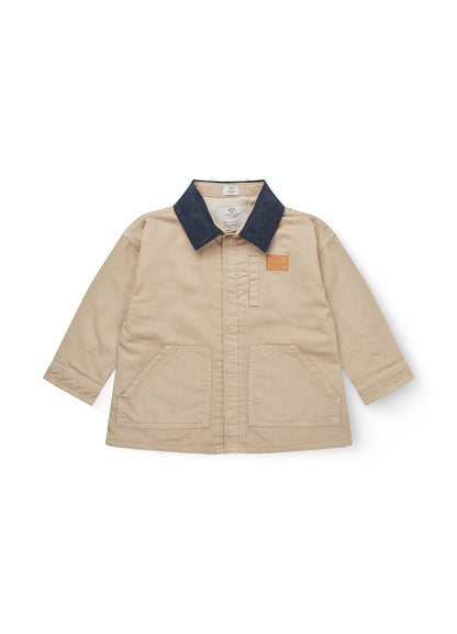 Twill jacket with corduroy collar - 100% cotton - Beige - Copenhagen Colors