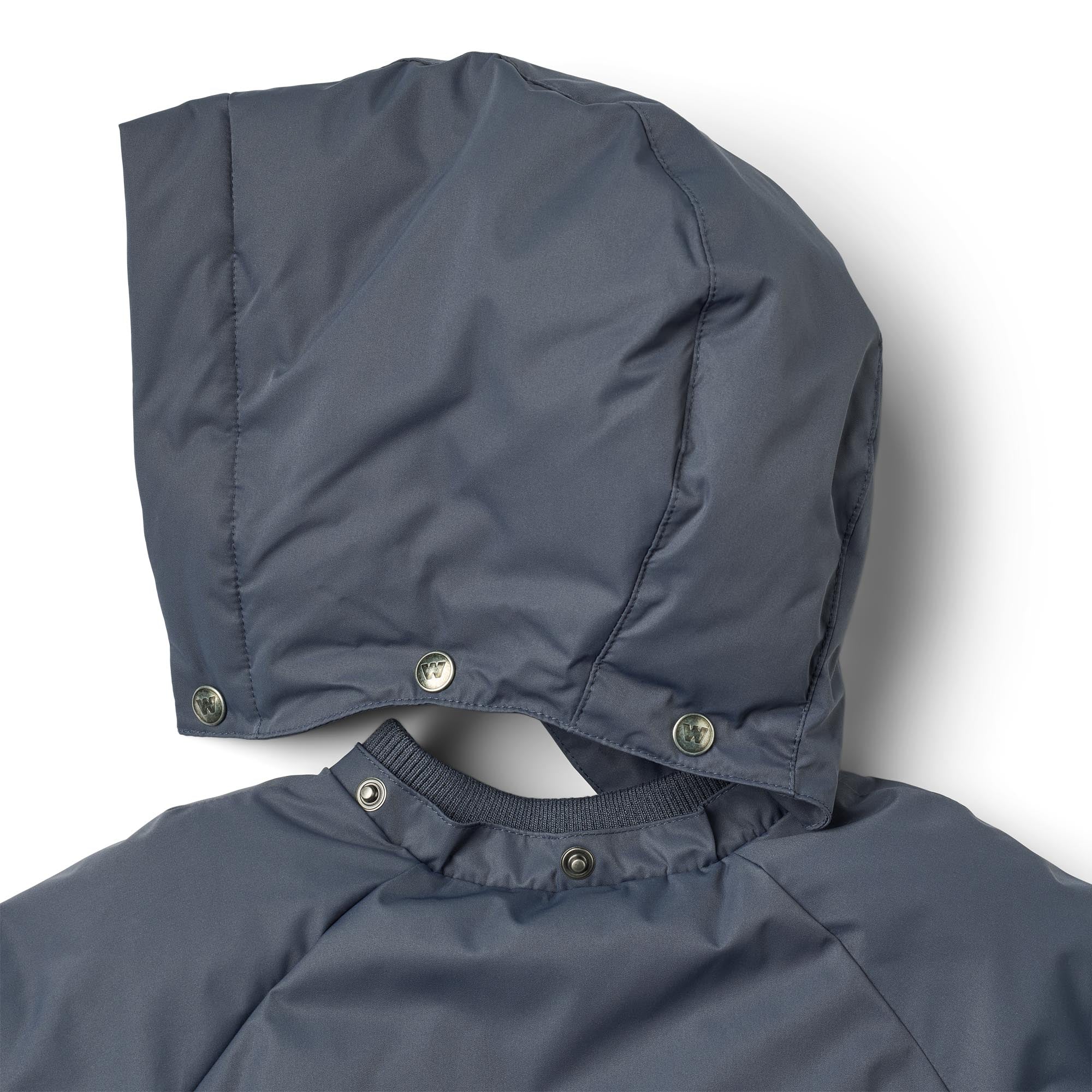 Puffer Winterjas - Waterdicht - Greyblue - Gerecycled polyester - Whet close up