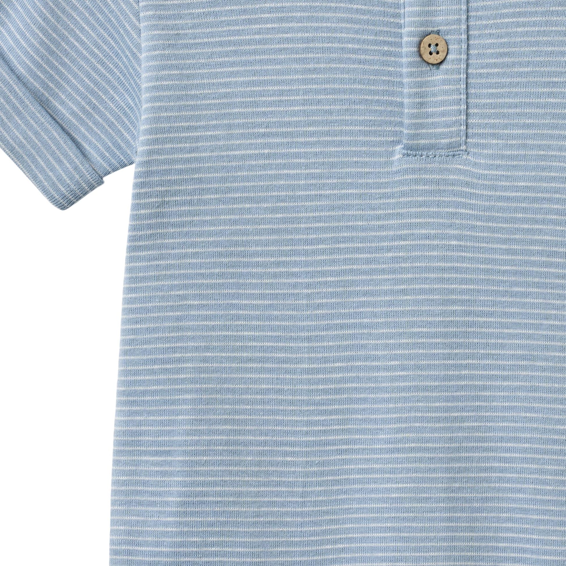 Zomer boxpakje - Jumpsuit S/S Alfred - Biologisch katoen - Faded Blue Stripe/Blauw - Wheat  close up