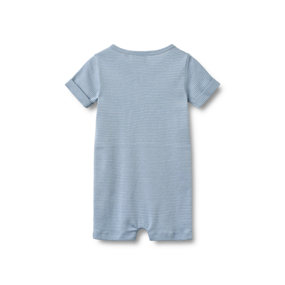 Zomer boxpakje - Jumpsuit S/S Alfred - Biologisch katoen - Faded Blue Stripe/Blauw - Wheat  achter