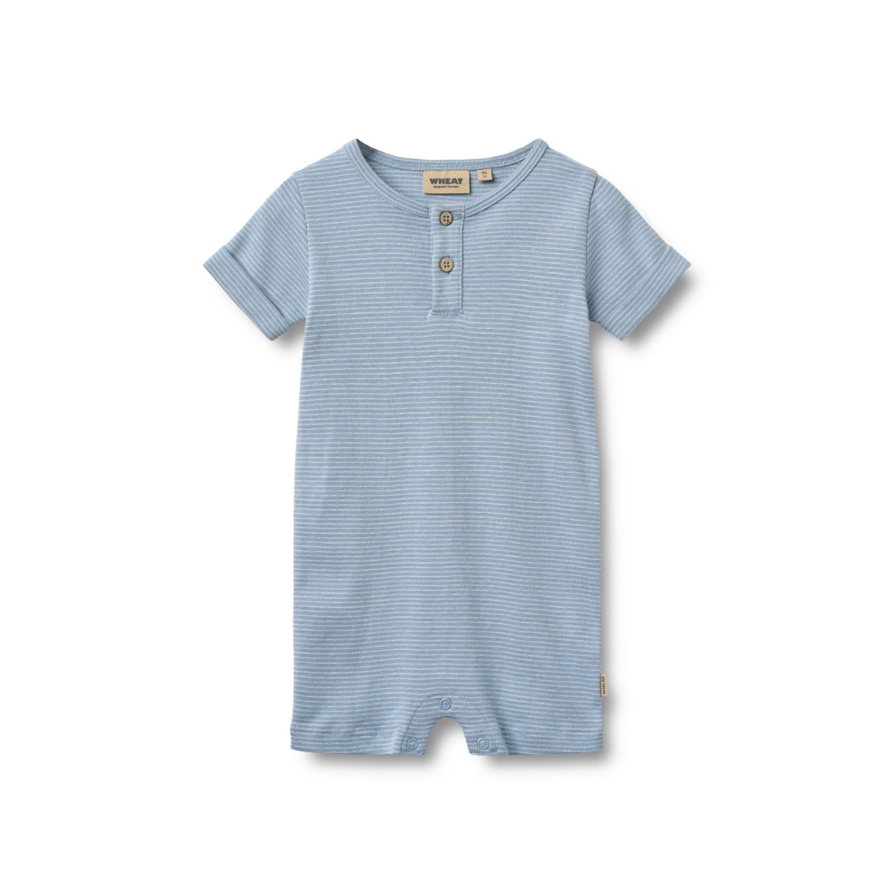 Zomer boxpakje - Jumpsuit S/S Alfred - Biologisch katoen - Faded Blue Stripe/Blauw - Wheat  voor