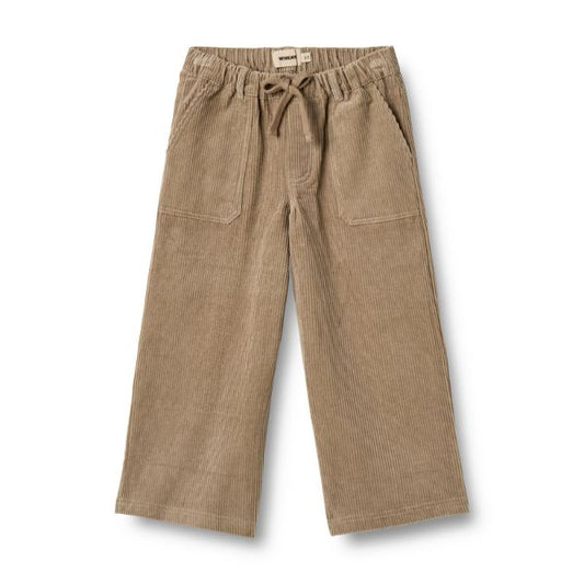 Corduroy broek James - Biologisch katoen - Stone grey/beige - Wheat voorkant